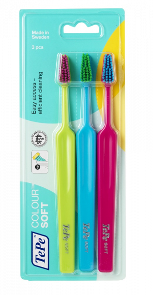 TePe Select Colour soft, sada zubných kefiek, 2 + 1 zadarmo