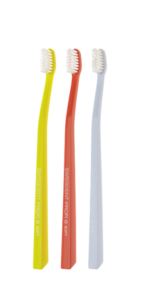 SWISSDENT WHITENING Soft zubná kefka (2+1 zadarmo), LOCARNO (žltá, koralová, fialová)