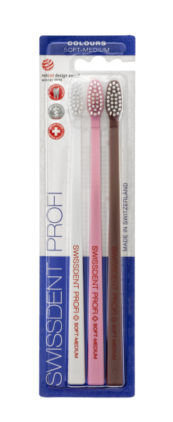 SWISSDENT COLOURS zubné kefky Soft-Medium (2+1 zadarmo) - LUCERNE