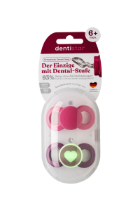 Dentistar Day & Night Soother, denný a nočný cumlík, 6 - 14 mesiacov, ružový