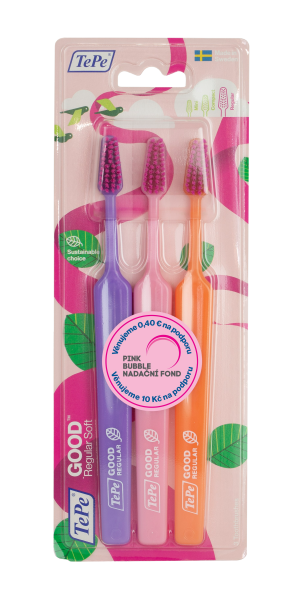 TePe GOOD Regular soft, sada zubných kefiek, limitovaná edícia Pink Ribbon