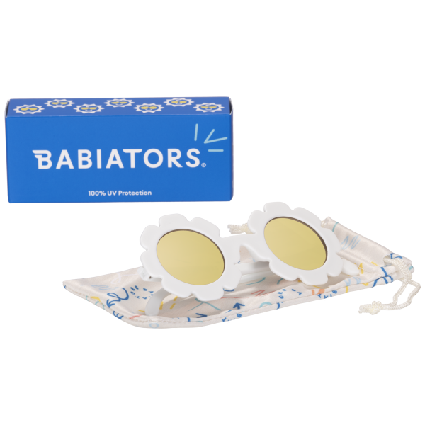 BABIATORS Polarized Flowers White Daisy, polarizačné slnečné okuliare bielo-žlté, 0-2 roky