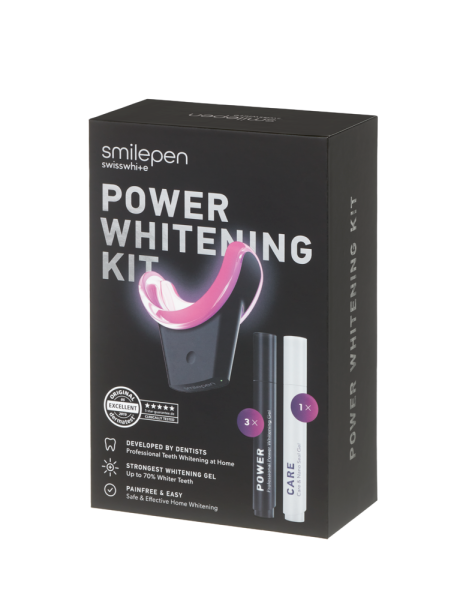 Smilepen Power Whitening Kit & Care, 7-dňová kúra pre intenzívne bielenie zubov s bezdrôtovým LED akcelerátorom