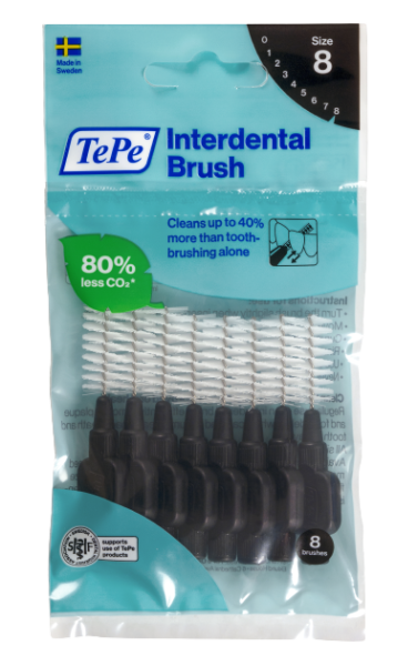 TePe Original medzizubné kefky z bioplastov 1,5 mm, čierne, 8 ks