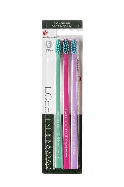 SWISSDENT COLOURS zubné kefky Soft-Medium (2+1 zadarmo), ART BASEL