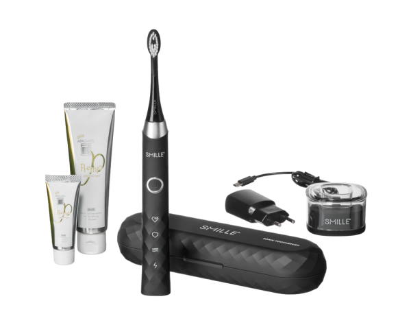 SMILLE Sonic Brush - Prémiová sonická kefka s kónickými vláknami SANGI, čierny