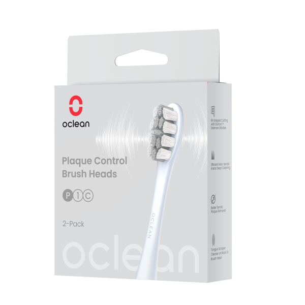 Oclean náhradné hlavice Plaque Control Medium, P1C9 - 2 ks, strieborné