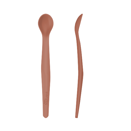 Everyday Baby silikónová lyžička, Nature Red, 2 ks