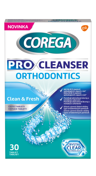 Corega čistiace tablety Pro Cleanser Orthodontics, 30 ks