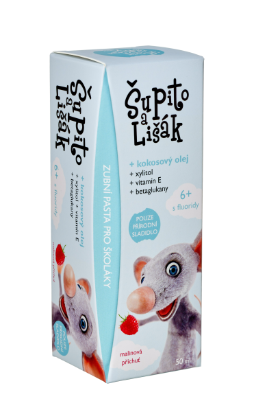 Šupito a Lišák zubná pasta pre školákov s malinovou príchuťou (6+ rokov), 50 ml