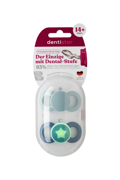 Dentistar Day & Night Soother, denný a nočný cumlík, od 14 mesiacov, modrý