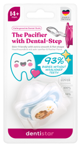Dentistar ortodontický cumlík 14+ mesiacov, modrý s levom, 1 ks