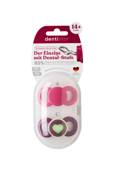 Dentistar Day & Night Soother, denný a nočný cumlík, od 14 mesiacov, ružový
