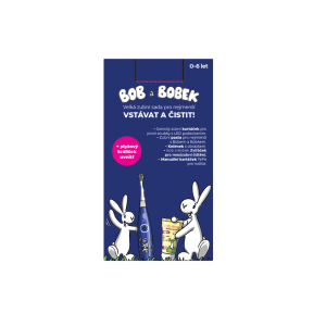 Bob a Bobek darčeková sada – Veľká zubná sada pre najmenších s červenou sonickou kefkou a USB nabíjaním