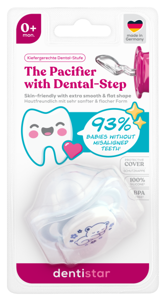 Dentistar ortodontický cumlík 0+ mesiacov, modrý s medvedíkom, 1 ks