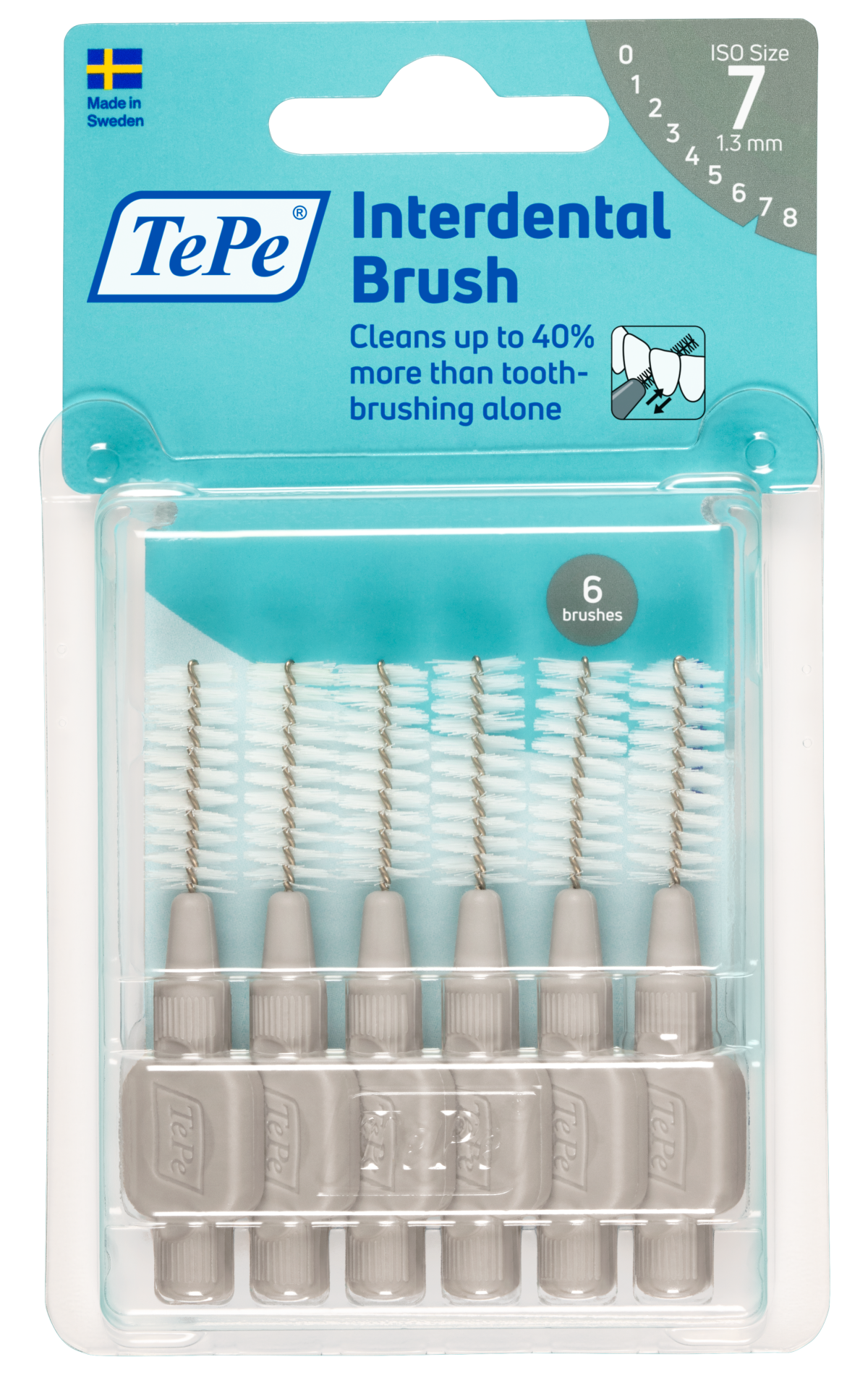 TePe Original medzizubné kefky z bioplastov 1,3 mm, sivé, 6 ks