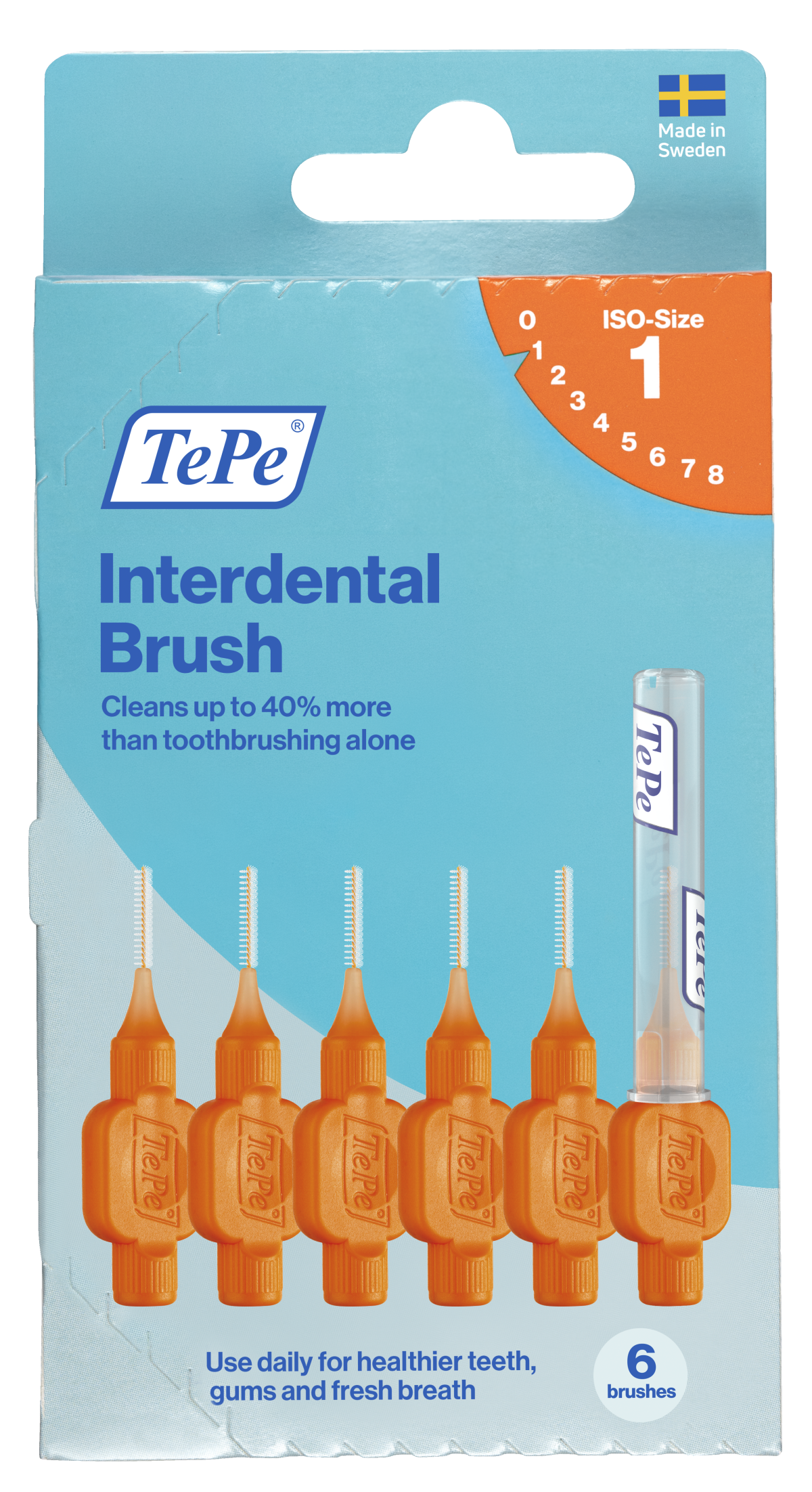 TePe Original bioplastové medzizubné kefky 0,45 mm, oranžová, 6 ks, krabička