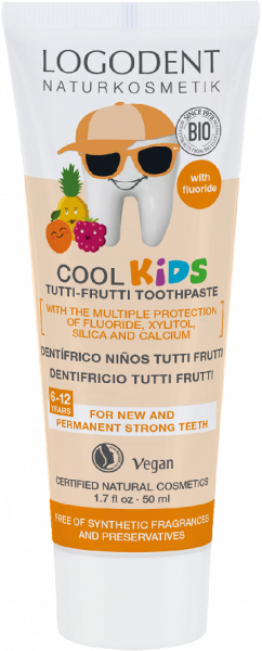 LOGODENT Cool Kids Tutti Frutti zubný gél s fluoridom, 50 ml