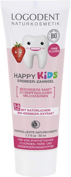 LOGODENT Happy Kids zubný gél BIO, jahoda, 50 ml