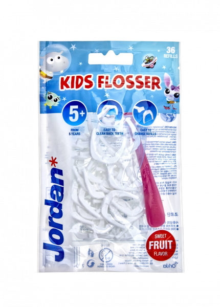 Jordan Kids Flosser luk s niťou pre medzizubné čistenie, 36 ks