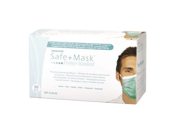 Medicom Safe+Mask Premier Standard ústenka svetlo zelená, 50 ks