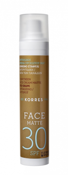 KORRES Red Grape Sunscreen Face Cream Matte SPF30 - zmatňujúci opaľovací krém na tvár, 50 ml