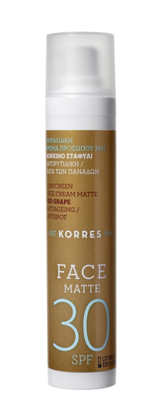 KORRES Red Grape Sunscreen Face Cream Matte SPF30 - zmatňujúci opaľovací krém na tvár, 50 ml