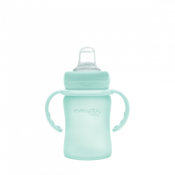 Everyday Baby sklenená fľaša s náustkom a držadlom, 150 ml, zelená