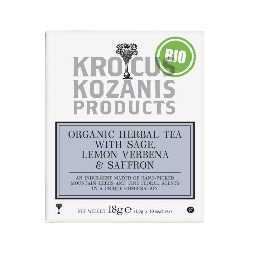 Krocus Kozanis AROMATIC Saffron Tea - BIO čaj so šalviou, citrónovou verbenou a šafranom