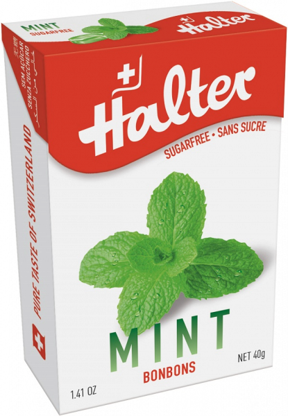 Halter Mint cukríky bez cukru, 40 g