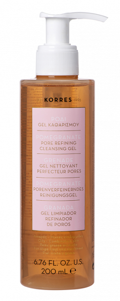 KORRES Pomegranate cleans gel - Jemný čistiaci gél pre zmiešanú až mastnú pleť, 200 ml