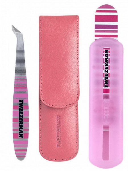 Tweezerman Štikač na kožičku v ružovom púzdre s pilníkom