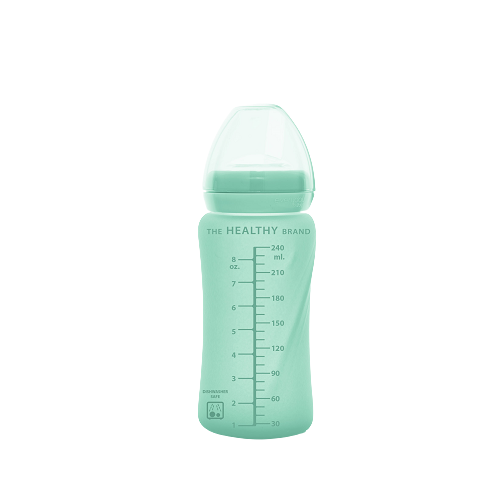Everyday Baby sklenená fľaša so slamkou 240 ml, Mint Green
