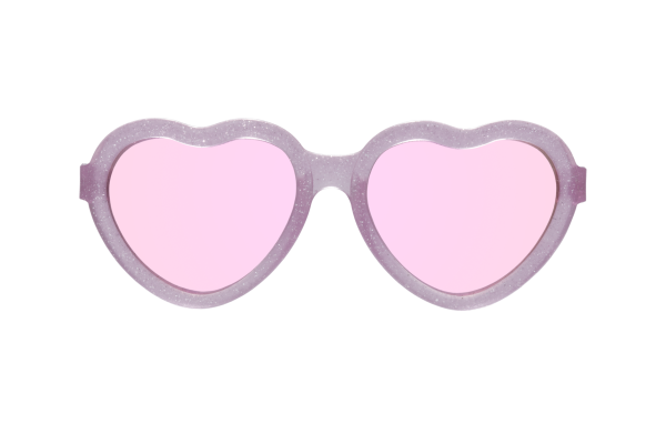 BABIATORS Originals Hearts, slnečné zrkadlové okuliare, ružové trblietky, 0-2 rokov