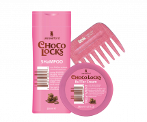 Lee Stafford Choco Locks darčeková sada - maska na vlasy 200 ml, šampón 250 ml a hrebeň Tek AFRO COMB