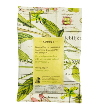 KORRES Candies bylinné pastilky s extraktom z gréckej šalvie a s vitamínom C, 16 ks