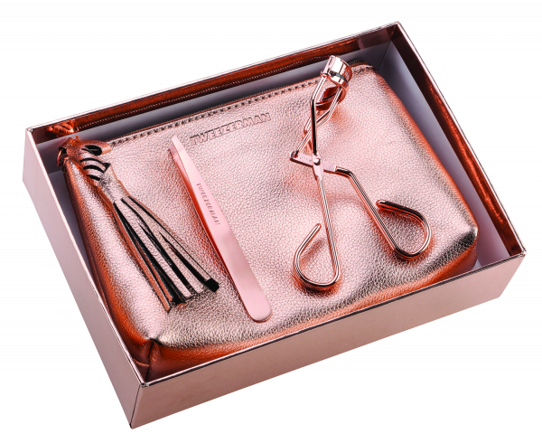 Tweezerman Luxusný set ružové zlato s pinzetou a klieštikmi na mihalnice