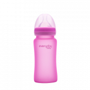 Everyday Baby sklenená fľaša s termosenzorom, 240 ml, růžová