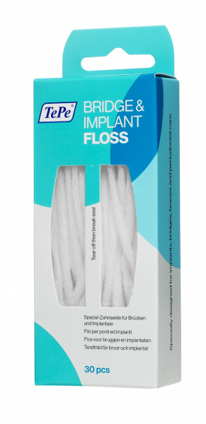 TePe Bridge & Implant Floss zubná niť, 30 ks vlákien
