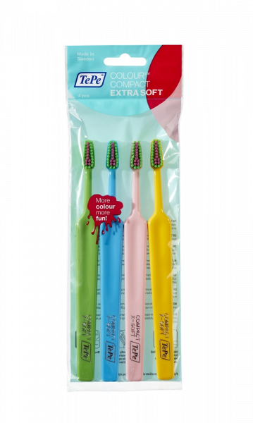 TePe Colour Compact x-soft, sada zubných kefiek, 3+1 zadarmo