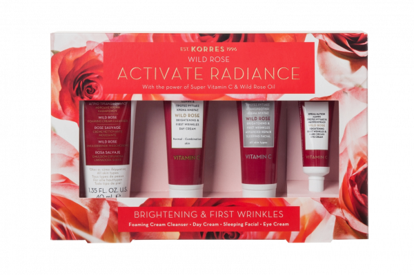 KORRES WILD ROSE ACTIVATE RADIANCE darčekový set pleťovej rozjasňujúcej a hydratačnej starostlivosti