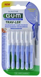GUM TRAV-LER medzizubná kefka s chlorhexidínom, svetlomodrá, veľkosť 0,6 mm (ISO 0), 6 ks