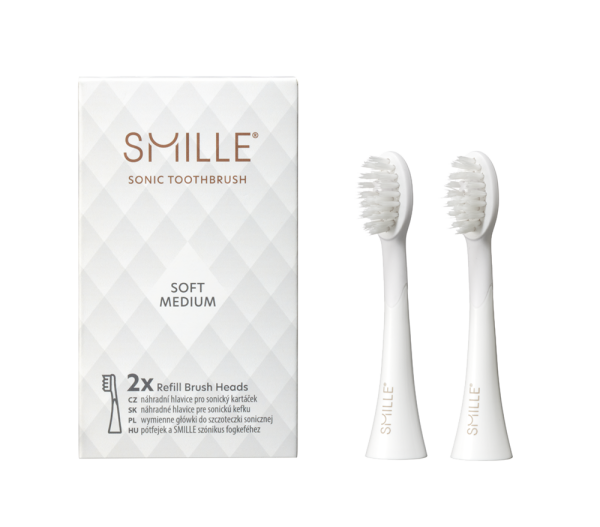 SMILLE Sonic Brush, náhradné hlavice, biele, 2 ks
