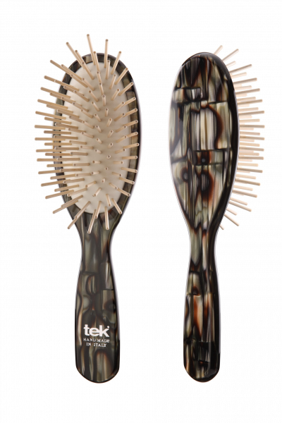Tek Luxusná rhodoidová kefa na vlasy hnedá perleť