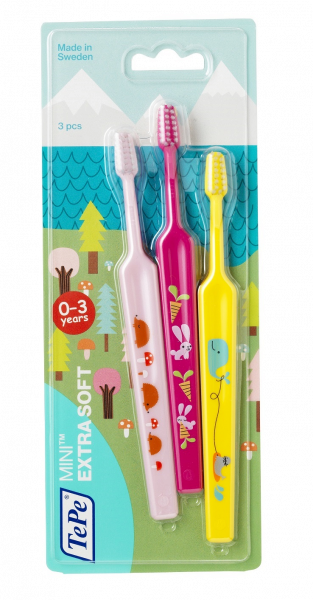 TePe Mini x-soft, zubné kefky pre najmenších, 2+1 zadarmo
