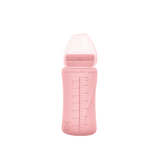 Everyday Baby sklenená fľaša so slamkou 240 ml, Rose Pink