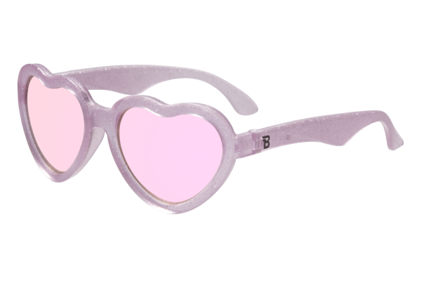 BABIATORS Originals Hearts, slnečné zrkadlové okuliare, ružové trblietky, 0-2 rokov