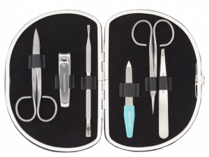 Tweezerman Manikúra čierna s pinzetou SLANT- 6 nástrojů, dvoje nožnice
