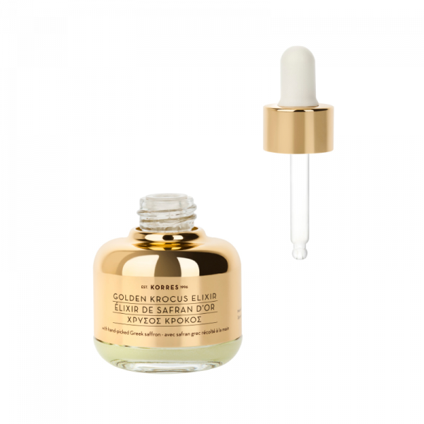 KORRES GOLDEN KROCUS Ageless Saffron Elixir Serum – šafránový elixír proti starnutiu pleti, 30 ml