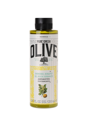 KORRES Pure Greek Olive – sprchovací gél s gréckym extra panenským olivovým olejom s vôňou bergamotu, 250 ml